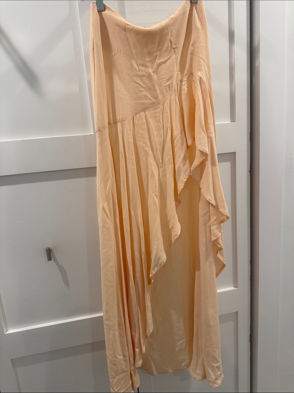 Women's Peach Asymmetric Ruffle Skirt